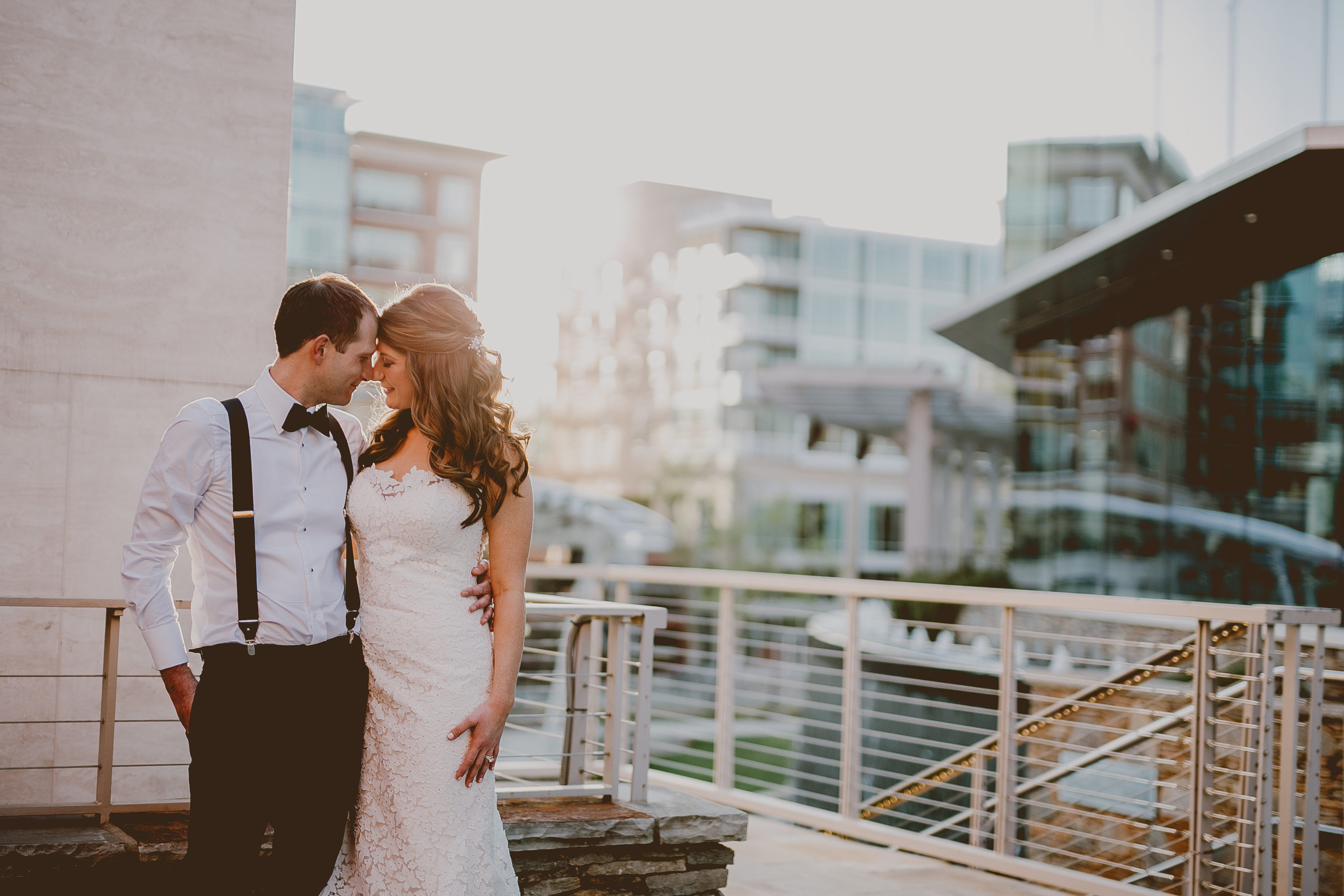 Romantic couple portrait at sunset